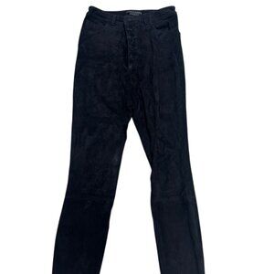 Alice + Olivia Black Lambskin Leather Skinny Pants – Button Fly - Small (Est.)